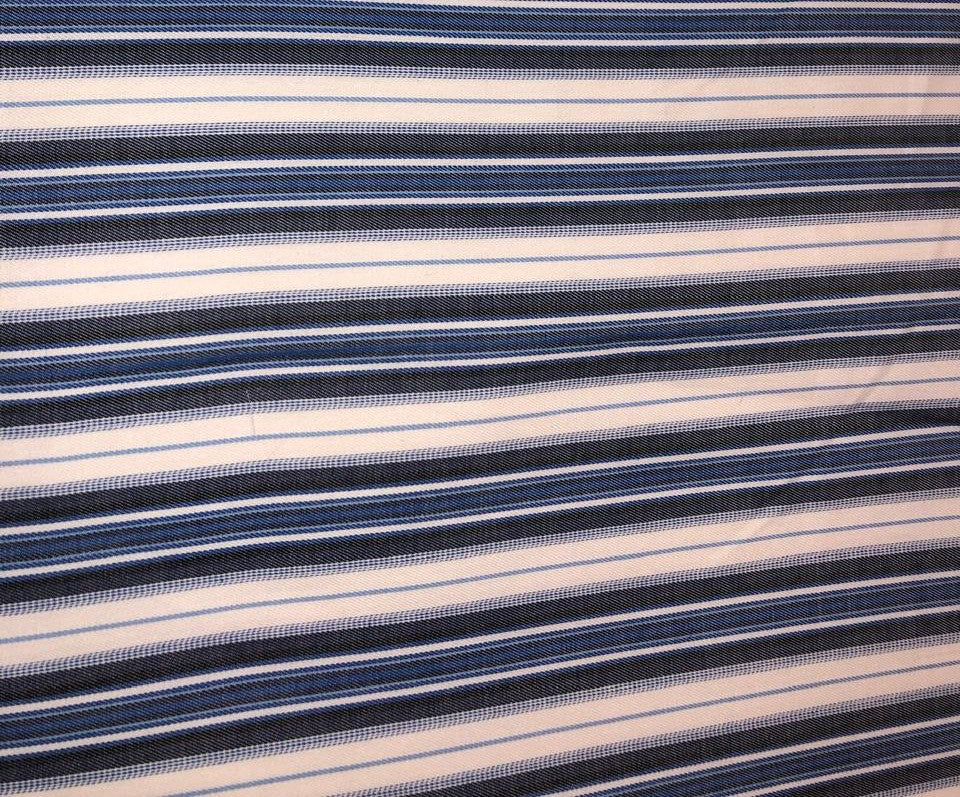 100% cotton poplin  twill weave blue /white stripe 56" wide [18385]