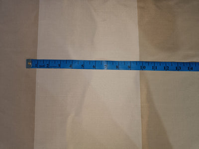 100% Silk Taffeta stripes 54" wide 9" STRIPE Cream and Gold color TAFNEWS14