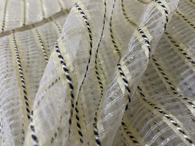 Silk organza fancy rope stripes fabric IVORY 44" wide [11983]