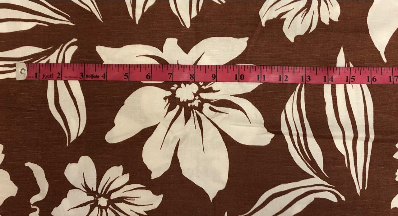 Linen Print Brown floral print [18554]