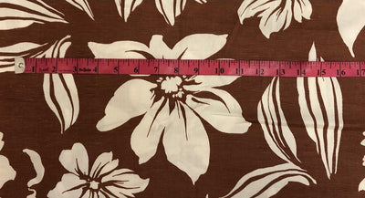 Linen Print Brown floral print [18554]