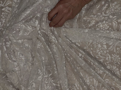 White Devore Viscose Burnout Velvet fabric ~ 44" wide available in 3 designs floral vines, abstract rose and floral [18291/92/93]