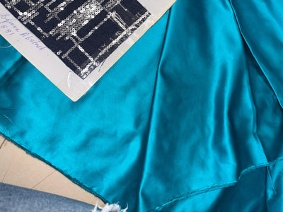 100% SILK DUTCHESS SATIN 48 momme blue turquoise  54" wide [18378]
