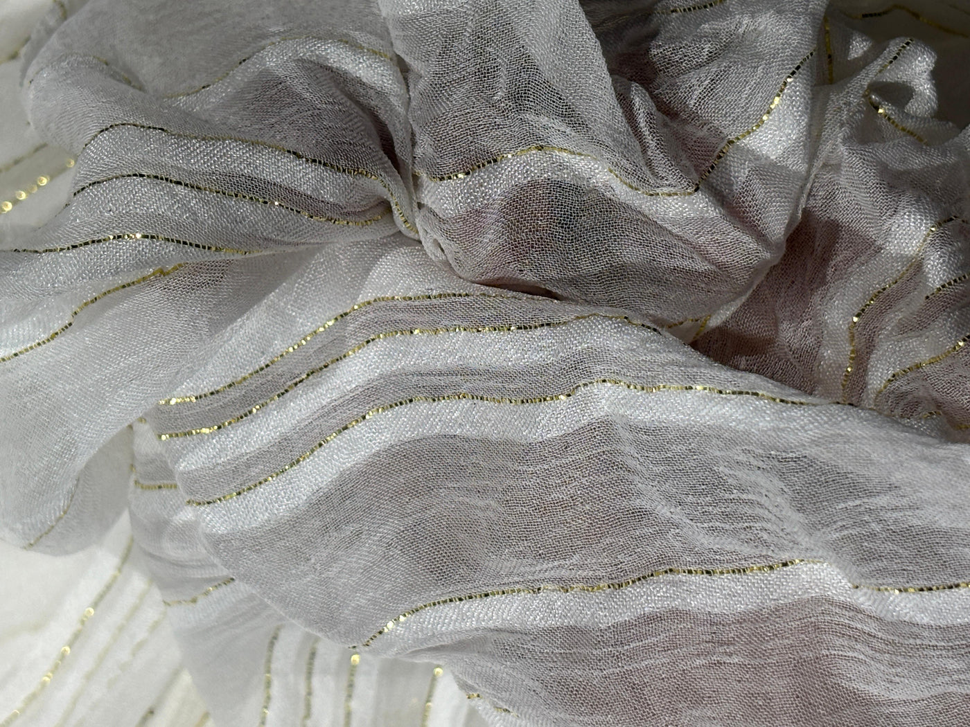 Cotton viscose crush chiffon with satin and lurex stripe fabric 44" wide [17780]