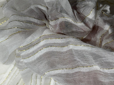 Cotton viscose crush chiffon with satin and lurex stripe fabric 44" wide [17780]