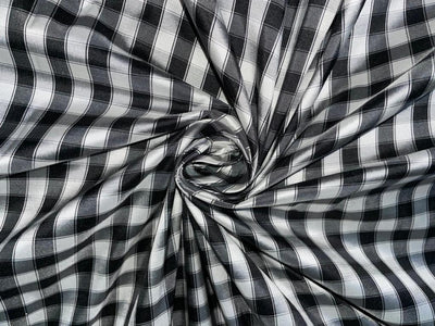100% silk dupion Black and White  Plaids fabric 54" wide DUPNEWC26[1]