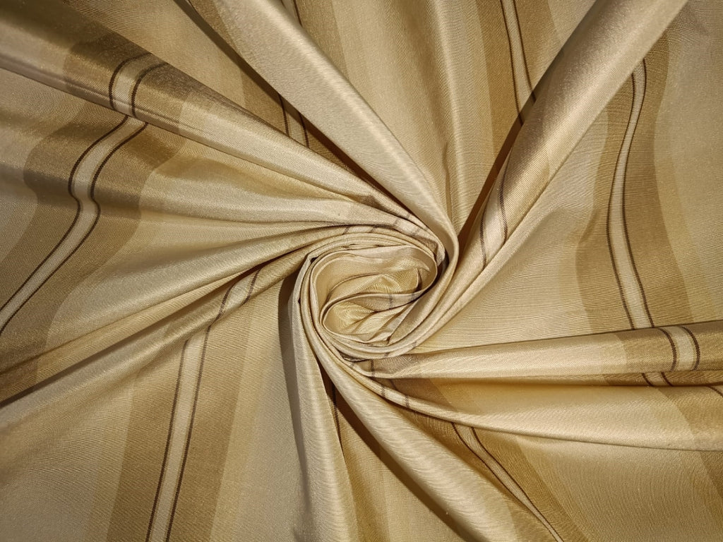 100% Pure Silk TAFETTA Fabric cream and beige color stripe 54&quot; wide.TAFS11[3]