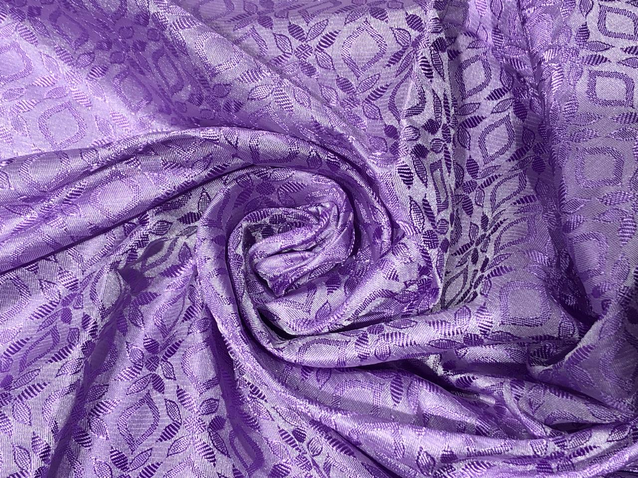 Silk Brocade fabric 44" color lilac with self geometric  jacquard motifs BRO1051[4]