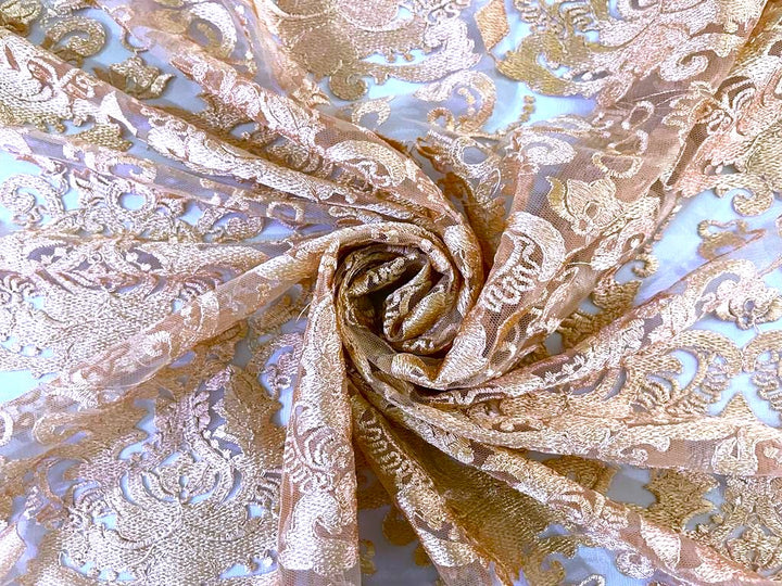 Beautiful Embroidery LACE fabric BRIGHT GOLD 58