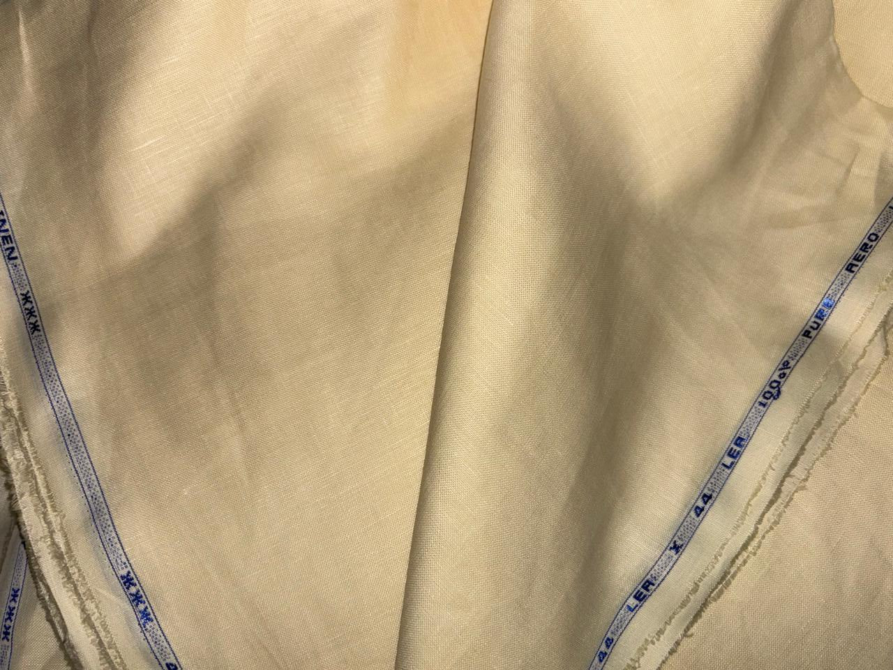 100% Linen premium heavy 44lea  suiting fabric 58" wide available in 2 colors black and butter cream [18501/02]