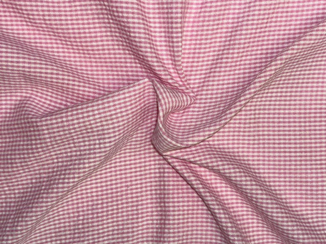 100 % cotton seersucker yarn dyed  plaids 58" wide pink and white [18529]
