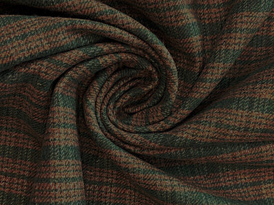 Tweed Premium Suiting Wool Blended plaids in green and  mustard tan Fabric 58" wide [18280]