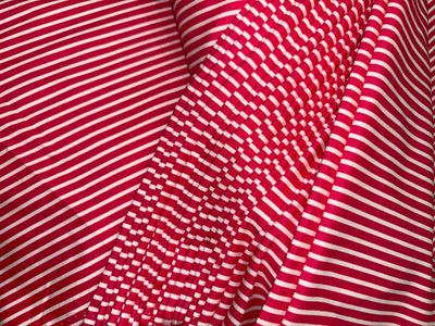 100% Cotton Poplin peach finish  bright pink ,white stripes 58" wide [18527]