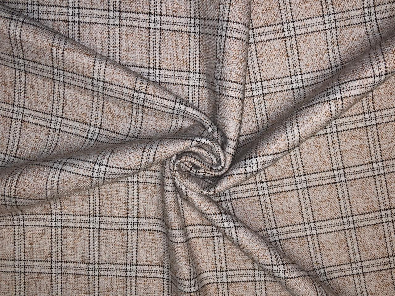 Suiting fabric made in Schöffel ,Italy WOOL X TWEED  cream and brown [16876]