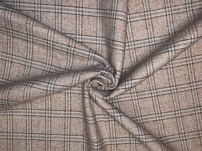 Suiting fabric made in Schöffel ,Italy WOOL X TWEED  cream and brown [16876]