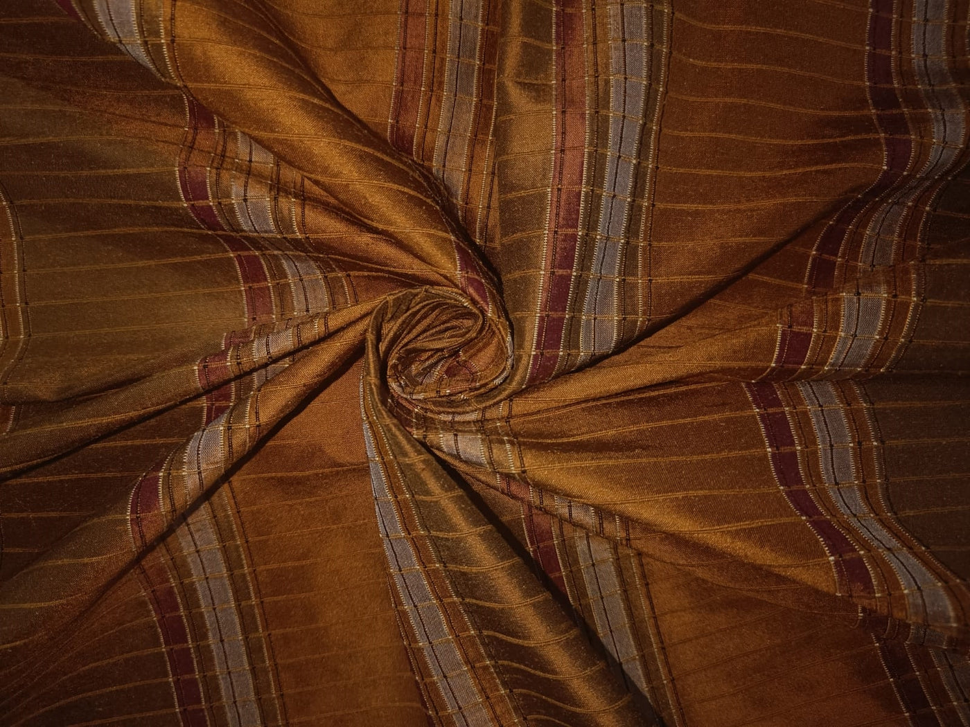 Silk Dupioni Shades of Brown Color plaid Fabric DUPC93[3]