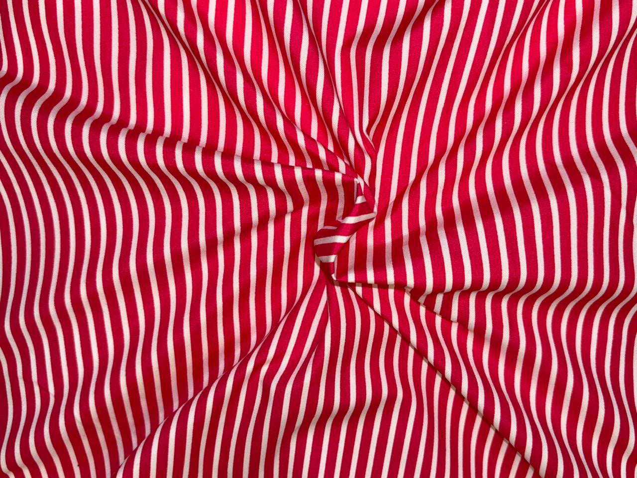 100% Cotton Poplin peach finish  bright pink ,white stripes 58" wide [18527]