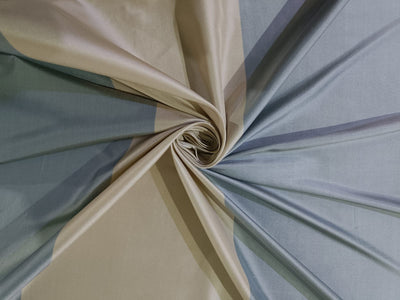100% Pure Silk Taffeta Fabric Blueish Grey &Cream colour stripes 54" wide Taf#S46