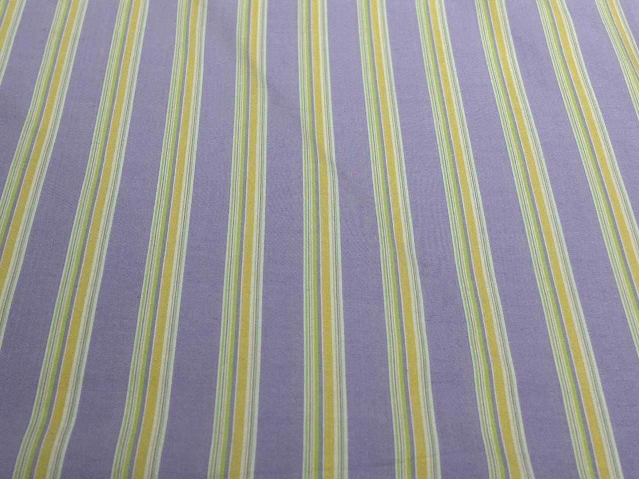 100% Cotton Poplin 56" wide lilac ,yellow and green  stripes  [18267]