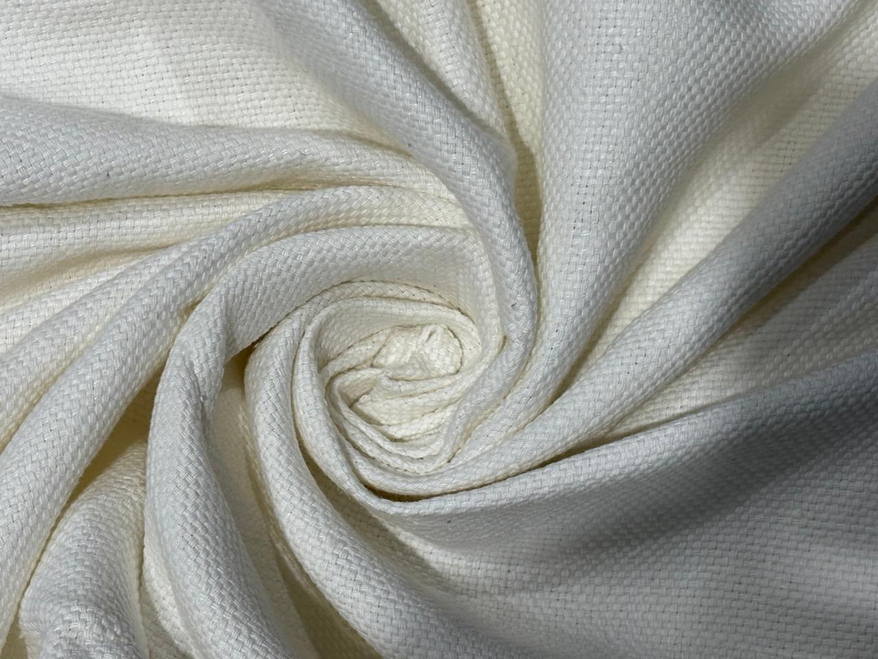 Linen Cotton fabric basket weave Ivory colour 54" wide [17787]