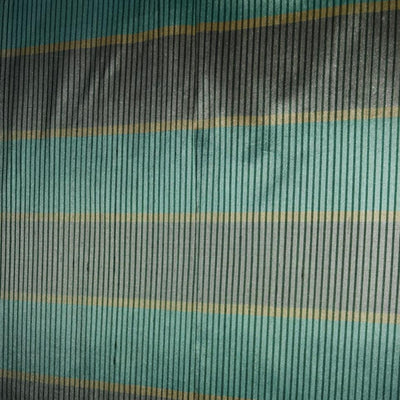PURE SILK Dupioni FABRIC 54"wide STRIPE shades of  green,grey and mustard SINGLE CUT LENGTH 3.15 YARDS DUPCUTS3