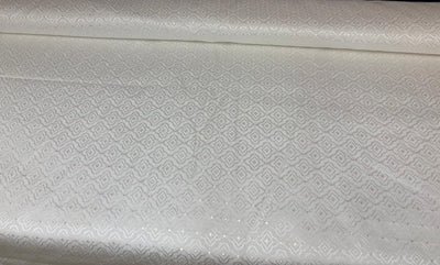Silk Brocade fabric 44"white ivory motif with subtle lurex dots  BRO1066[1]