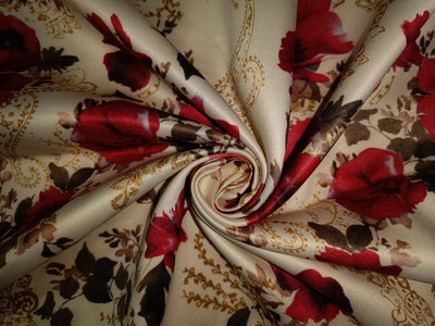 100% COTTON SATIN floral print 58" wide available in two colors red and blue[14003/04]