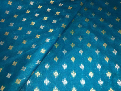 Silk Brocade fabric two tone with silver/gold  motif leaf Jacquard  44" wide available in 3 colors plum,blue and green BRO1007[1/2/3]