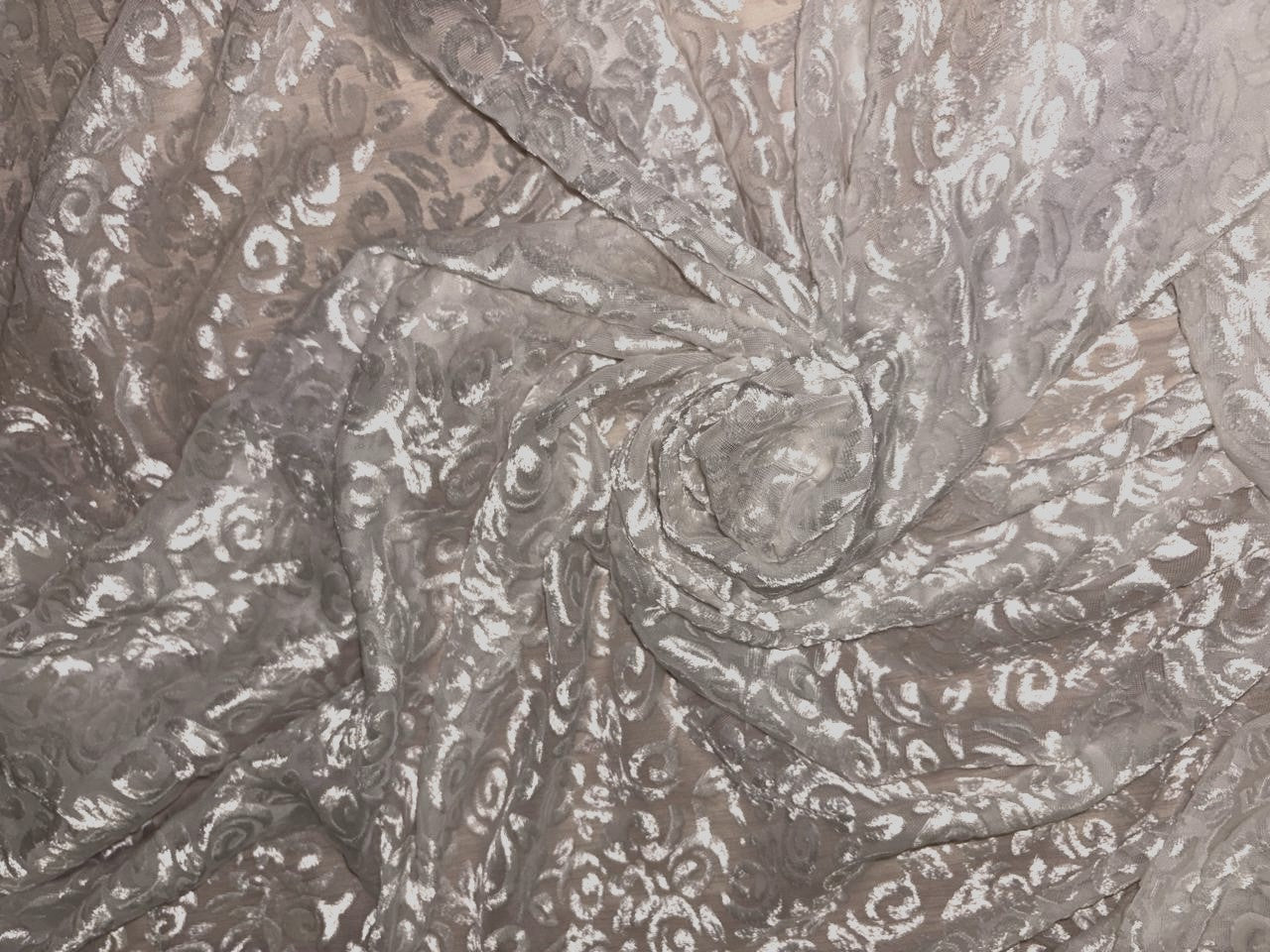 White Devore Viscose Burnout Velvet fabric ~ 44" wide available in 3 designs floral vines, abstract rose and floral [18291/92/93]