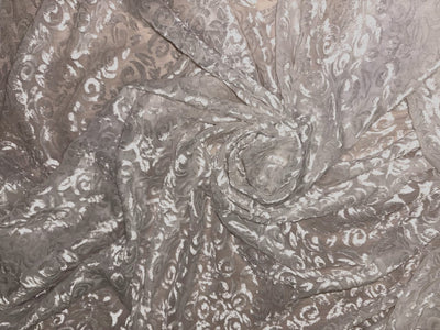 White Devore Viscose Burnout Velvet fabric ~ 44" wide available in 3 designs floral vines, abstract rose and floral [18291/92/93]