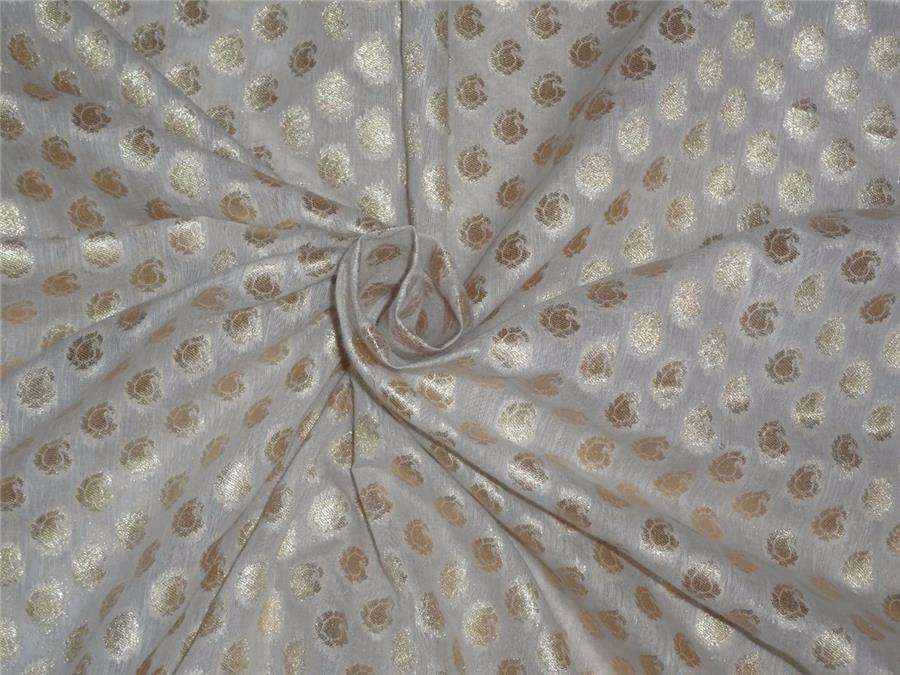 100% cotton brocade ivory with gold metallic colour 44&quot; wide motifs