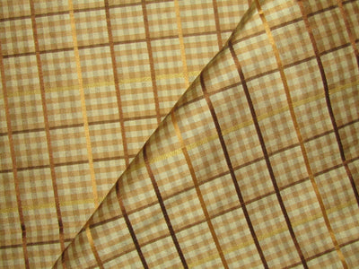 Silk Dupioni Fabric Satin plaids golden brown color 54" wide DUPC95[3]