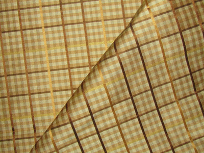 Silk Dupioni Fabric Satin plaids golden brown color 54" wide DUP#C95[3]