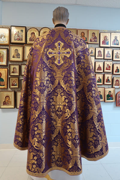 Brocade fabric VESTMENT 60" wide  available in PURPLE AND GOLD JESUS CHRIST WITH HIS ANGELS BRO962A