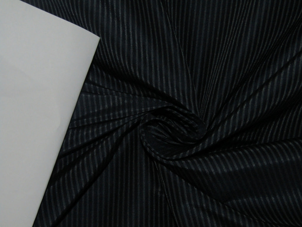 100% silk dupion dark navy blue and grey colour stripe 54" wide DUPS47[3]