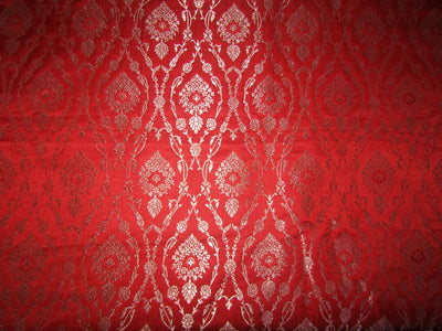 Silk Brocade fabric 44" wide BRO877 available in 4 colours [,Red ,AND METALIC GOLD EGGPLANT AND METALIC SILVER NAVY AND METALIC SILVER PEACH AND METALIC GOLD]