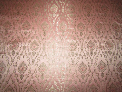 Silk Brocade fabric 44" wide BRO877 available in 4 colours [,Red ,AND METALIC GOLD EGGPLANT AND METALIC SILVER NAVY AND METALIC SILVER PEACH AND METALIC GOLD]