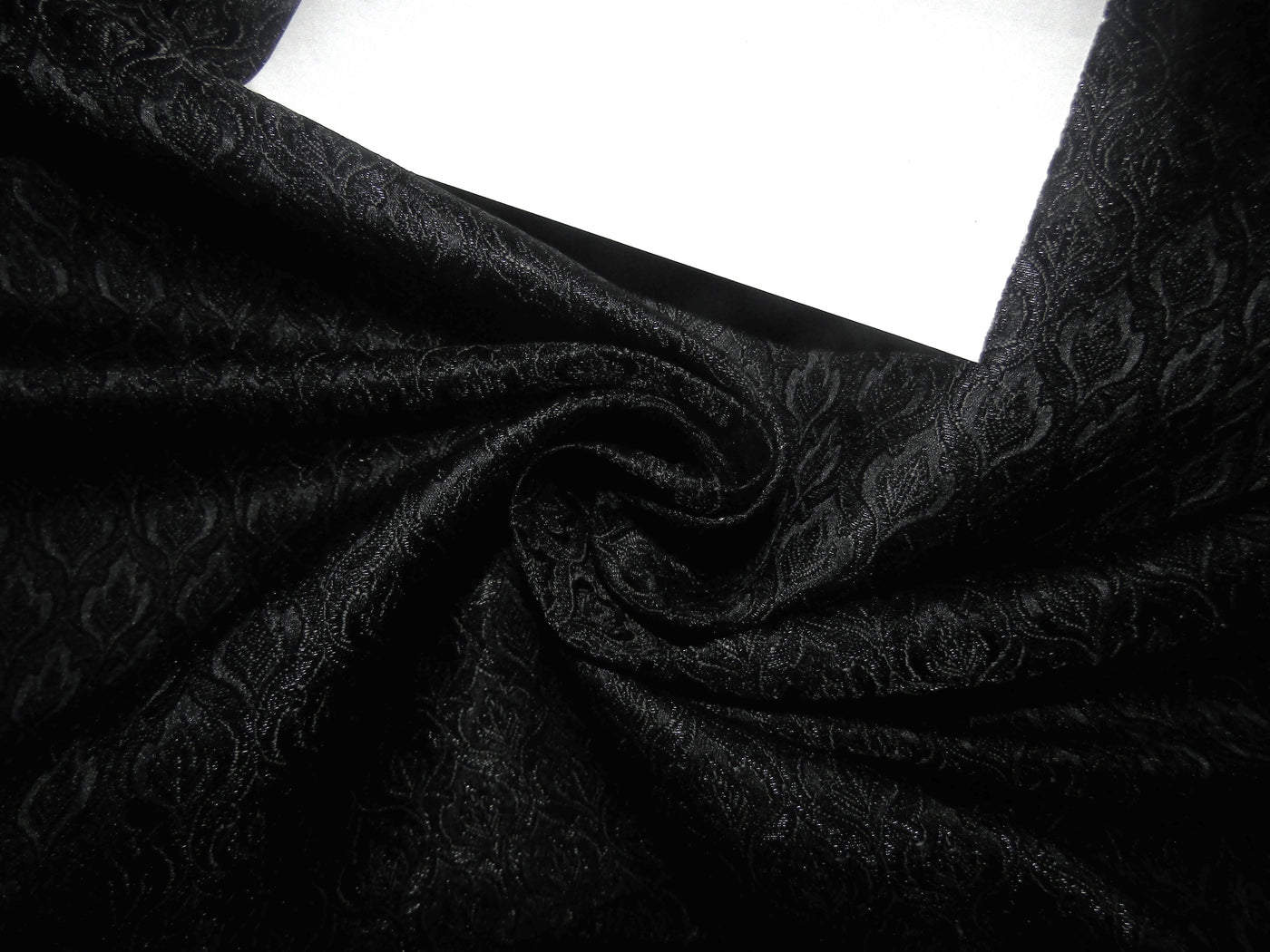 SILK BROCADE FABRIC Jet Black COLOR 44" WIDE BRO364[4]