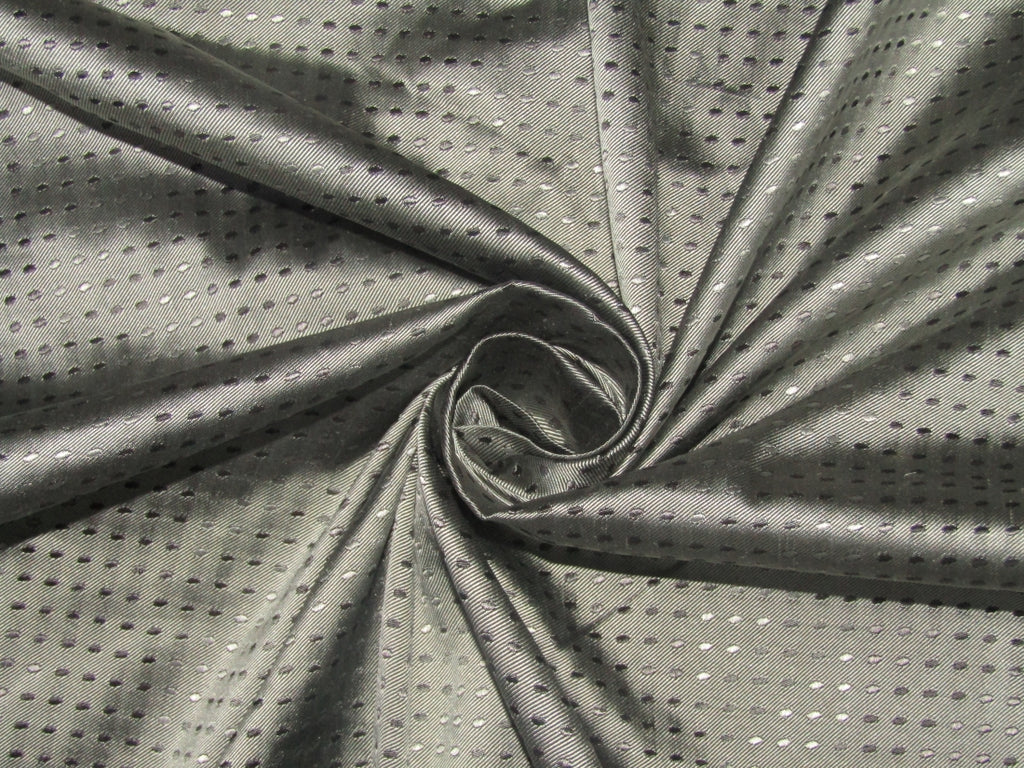 100% Silk Taffeta Jacquard Fabric grey dotted jacquard TAFJACNEW11