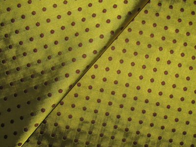 100% Silk Taffeta Jacquard Fabric  gold with brown dotted  jacquard  TAFJACNEW10