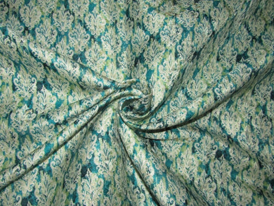Silk Spun Brocade fabric Green Ivory color 44" wide BRO881[1]
