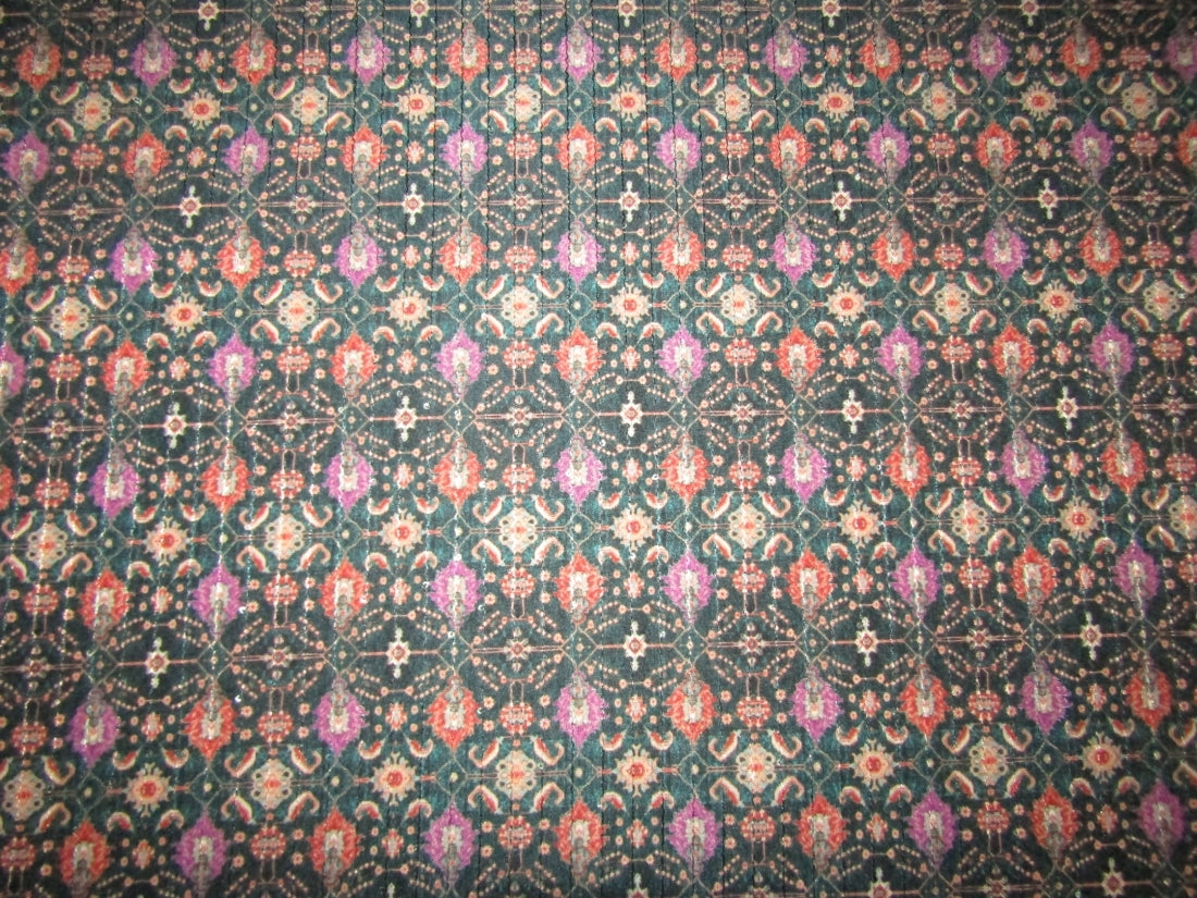 Silk Spun Brocade fabric green .pink, orange color 44" wide BRO881[3]