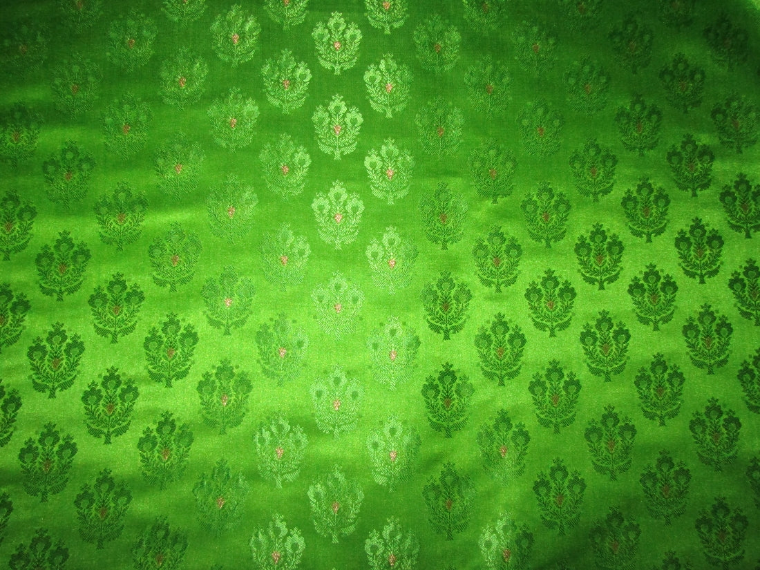 Silk Brocade fabric GREEN MOTIF color 44" wide BRO880[1]