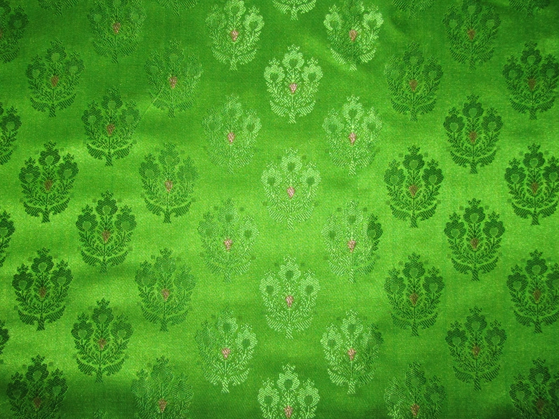 Silk Brocade fabric GREEN MOTIF color 44" wide BRO880[1]