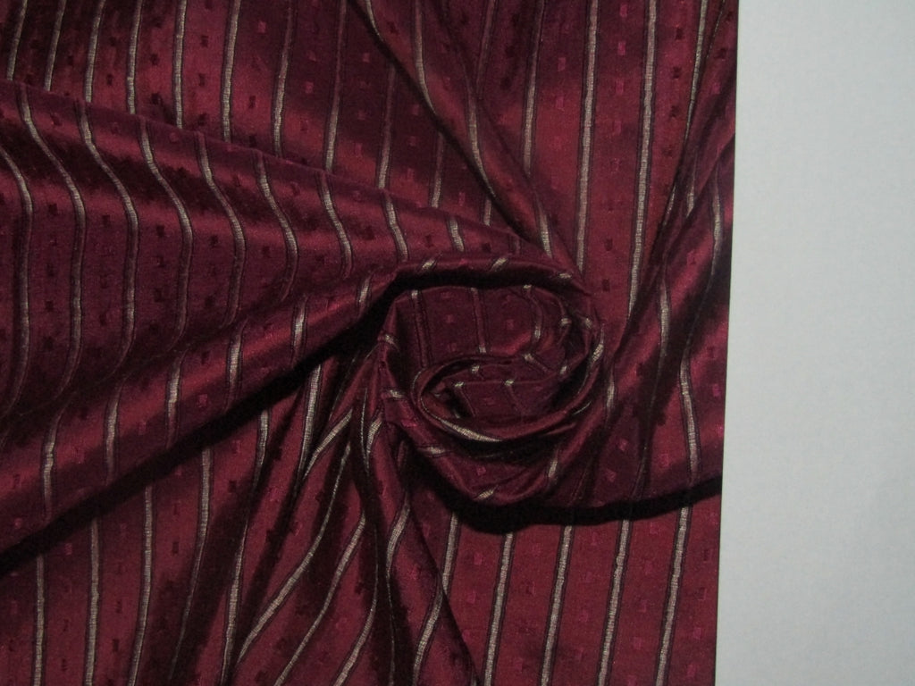Silk dupioni FABRIC with Dobby Brinjal Purple color and Jacquard Stripe 54" wide DUPS13[1]