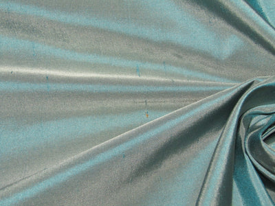 Pure SILK DUPIONI FABRIC Iridescent Blue x Grey Shot color 54" wide DUP138