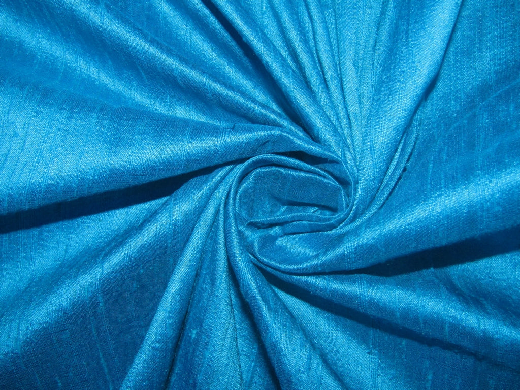 Silk dupioni fabric turquoise blue color 44" wide WITH SLUBS MM DUP2[2]