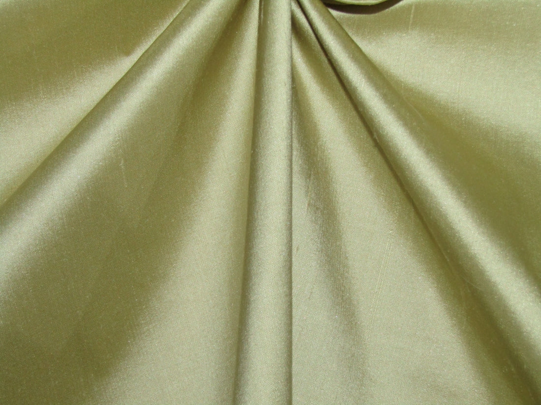 100% PURE SILK DUPIONI FABRIC DUSTY GOLDEN GREEN COLOR 54" wide DUP274[2]