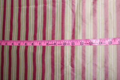 Silk Taffeta Fabric Pink x gold stripes TAFS156[3] 54&quot; wide