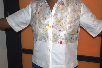 HAND PAINTED  Tie and dye stitched MENS SHIRT cotton available in 5  colors